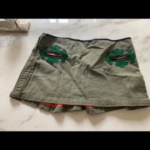Designer olive green Mini skirt